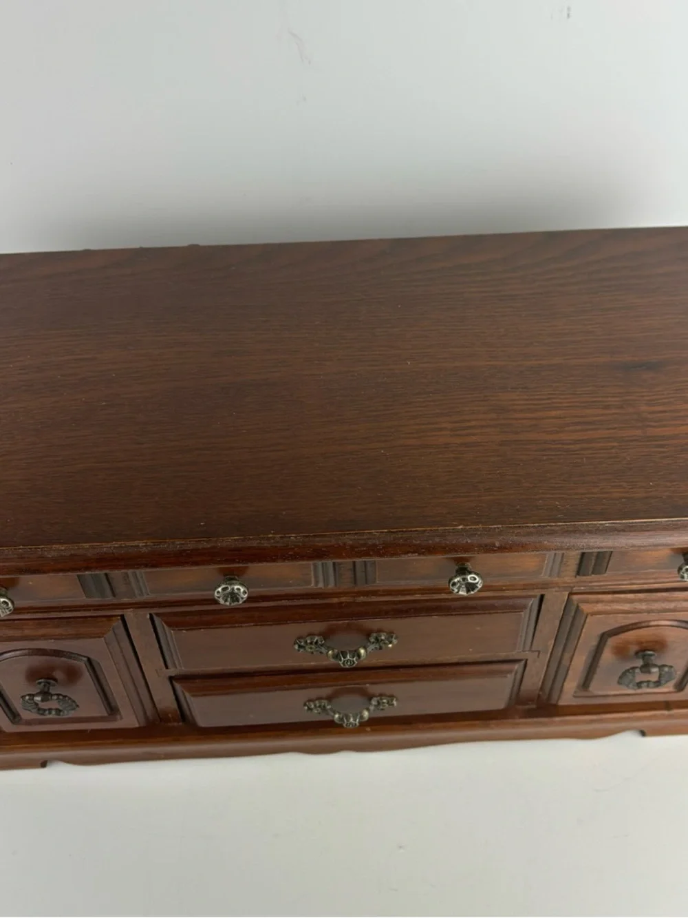 VTG- Dark Wood Jewelry Box/lift-top/ring drawers-dresser top storage/otganizer